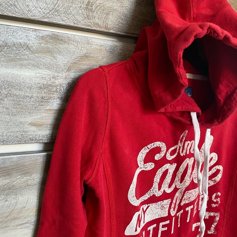 AE Red Hoodie w Distressed Edging - Picture 2 of 6